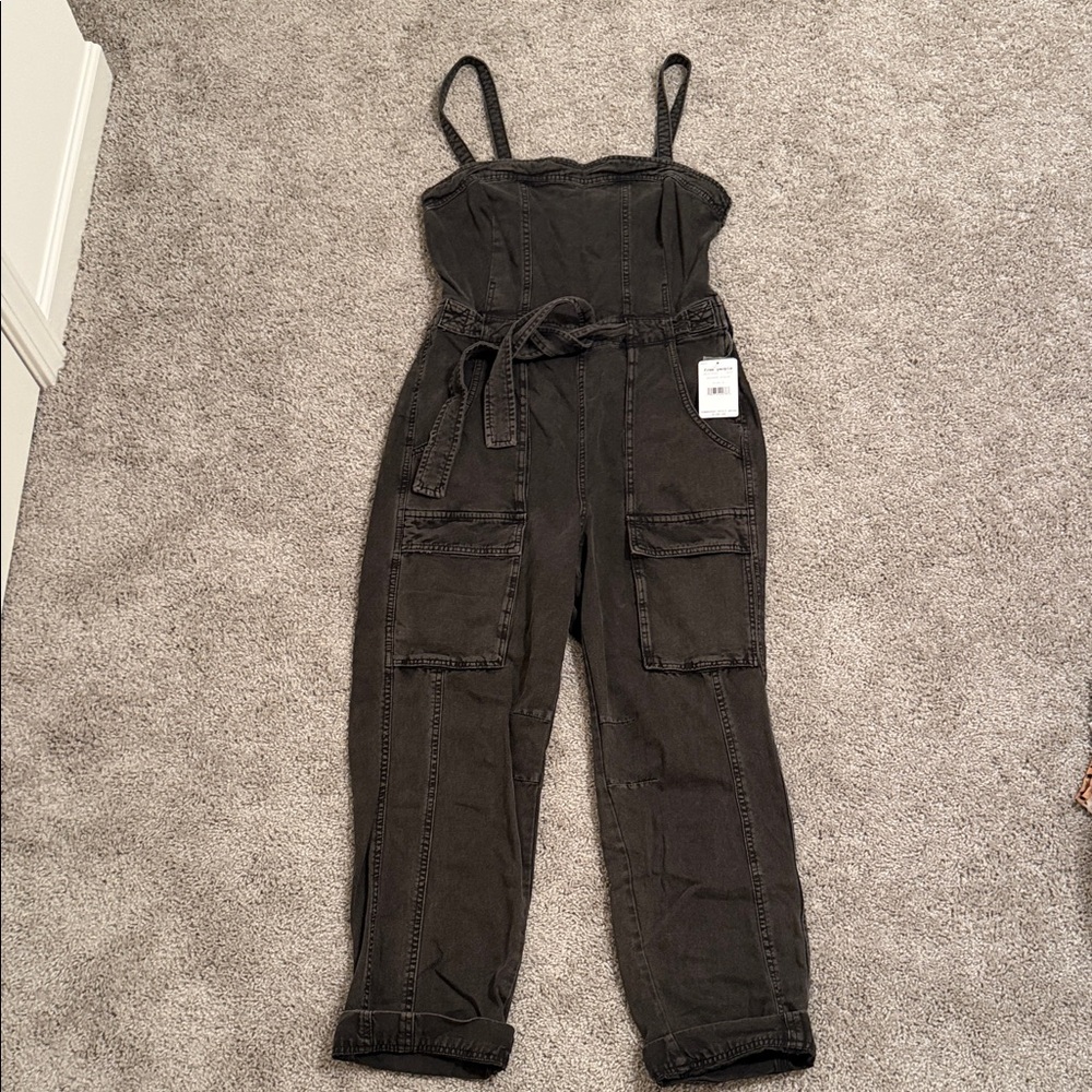 ❤️ Free People Black Cargo Utility Jumpsuit
